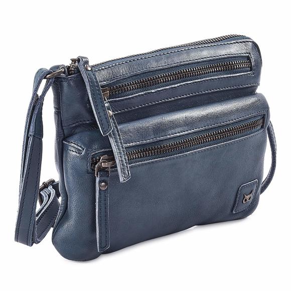 Small Triple Zip Real Leather Crossbody- Premium Vintage Crossover :< - Picture 1 of 7